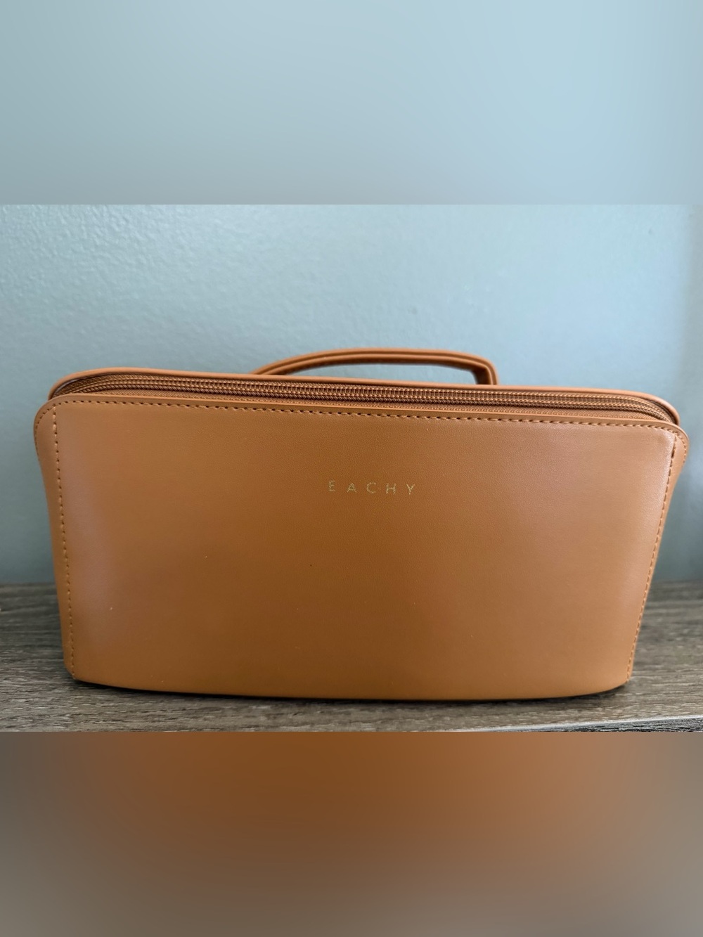 Eachy Tan Cosmetic Case with Top Handle